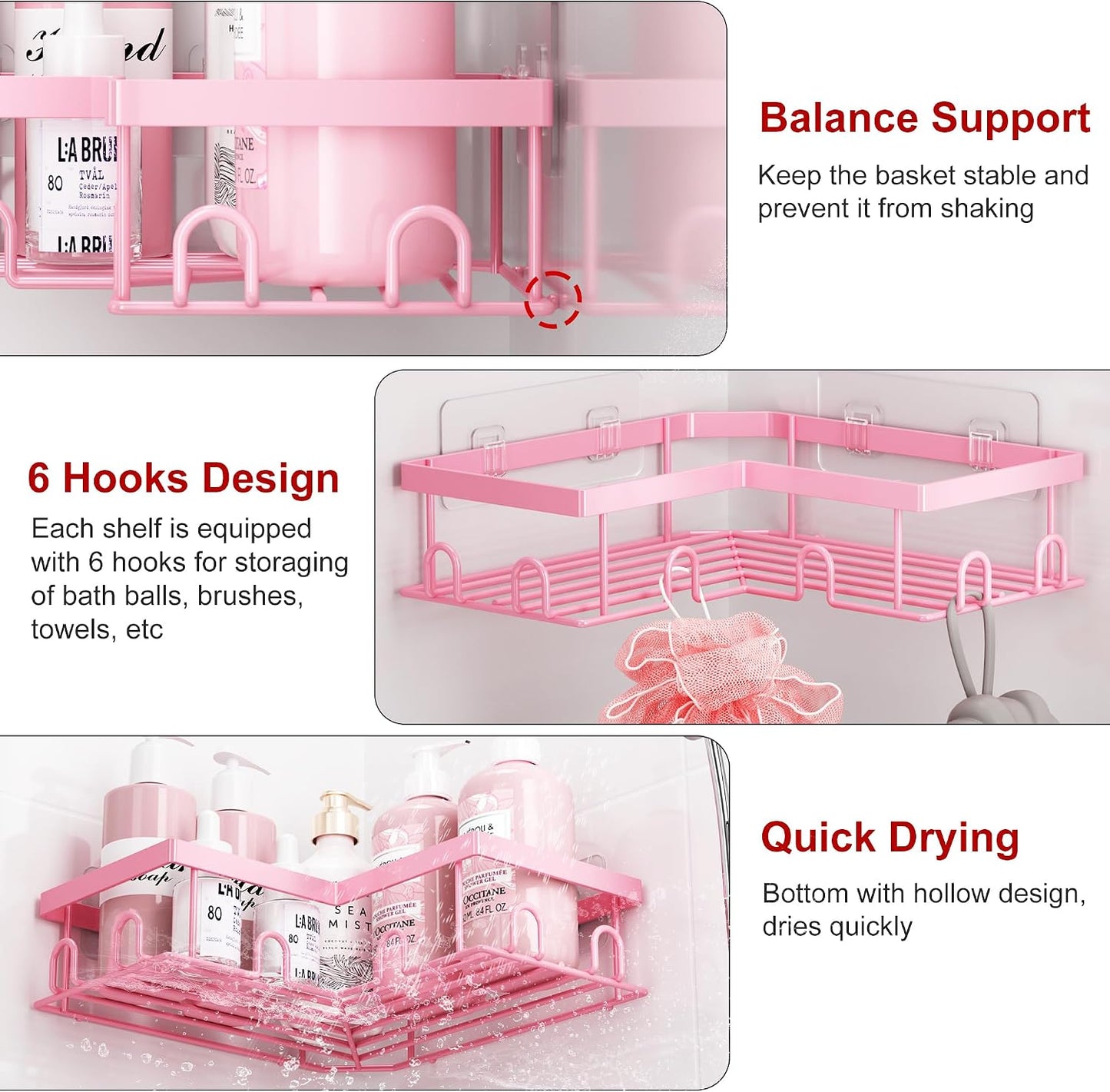 Soap Rack Toothbrush Holder / Pink / Set of 5