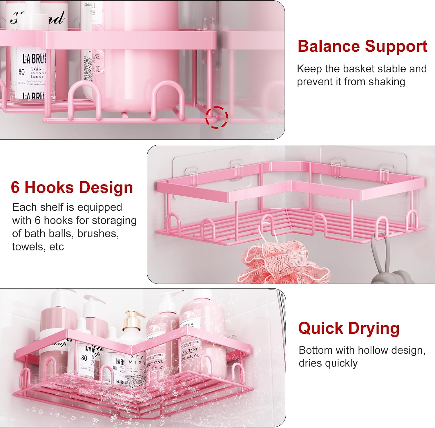 Soap Rack Toothbrush Holder / Pink / Set of 5
