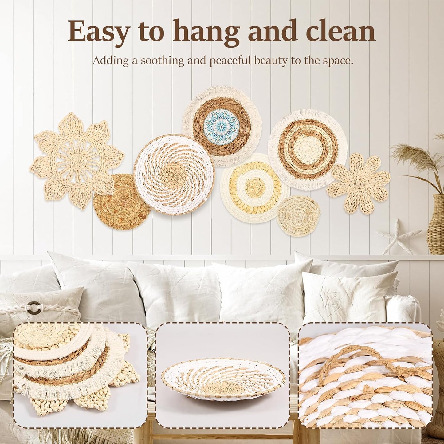 Boho Wall Basket Decor / Set of 8
