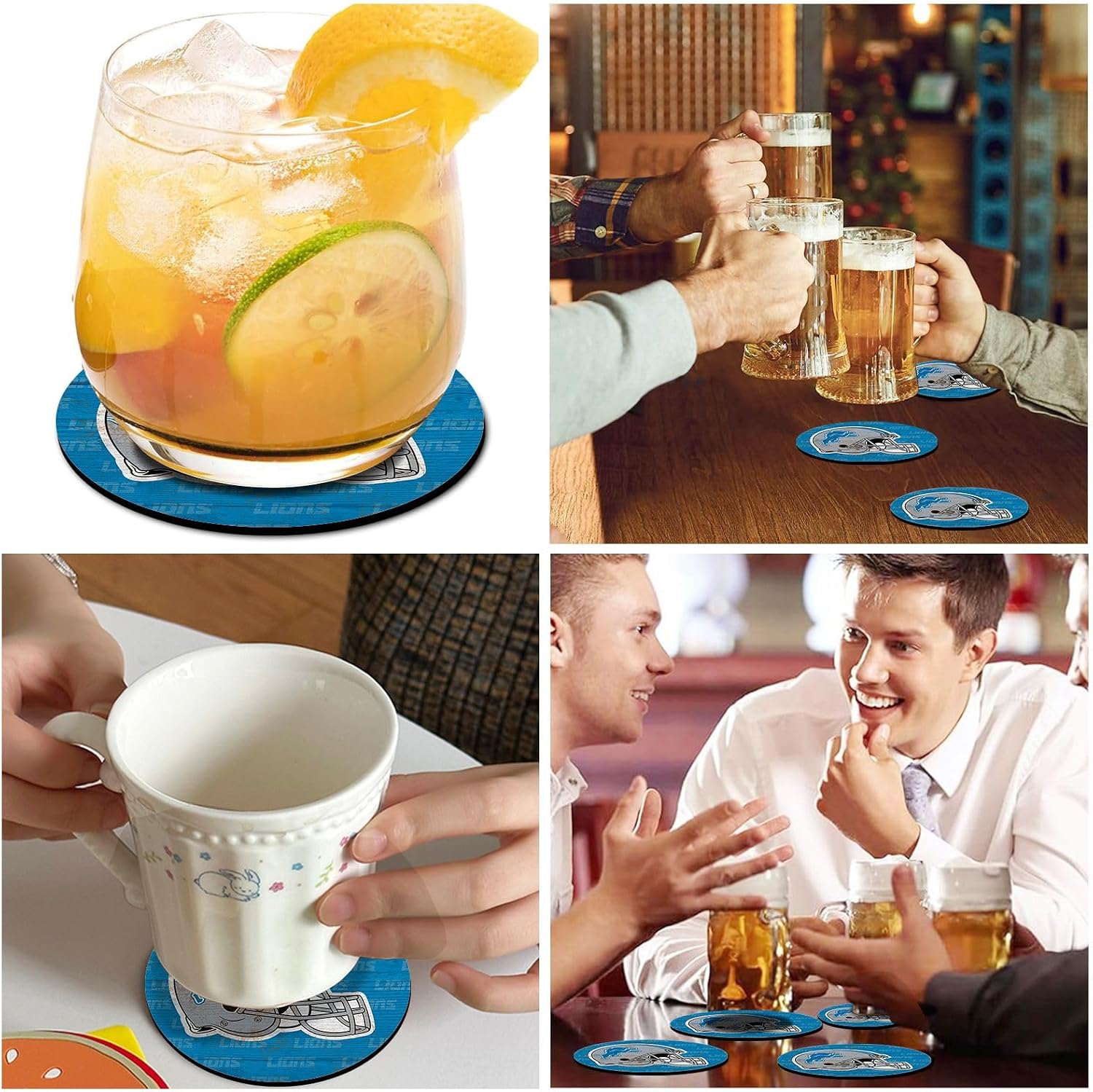 Coasters for Drinks / 1 Blue Gray / Set of 4