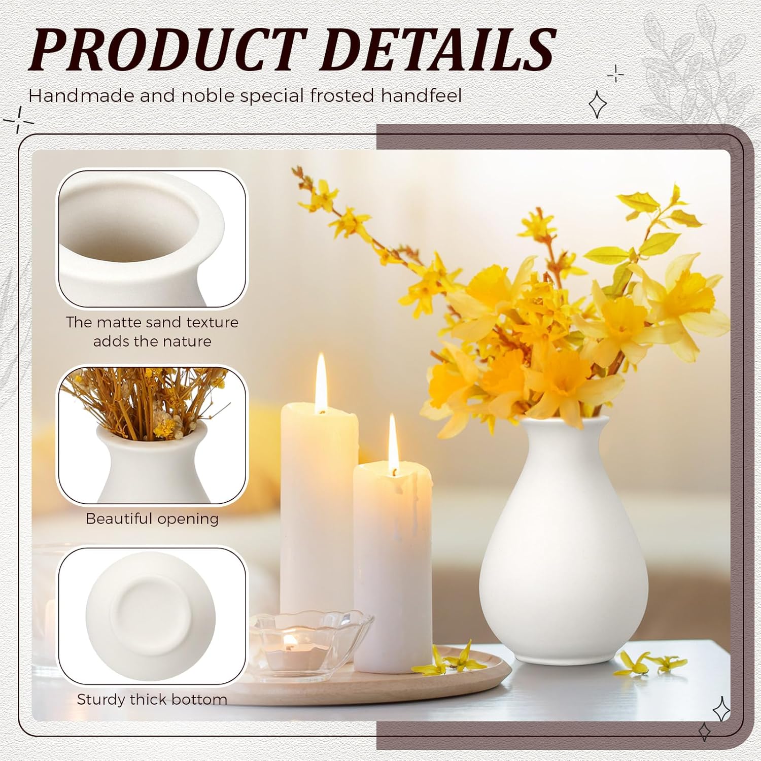 Ceramic Bud Vases Bulk Boho Small Flower Vase Ceramic Vases / 3.9"*2.76 / White / Set of 15