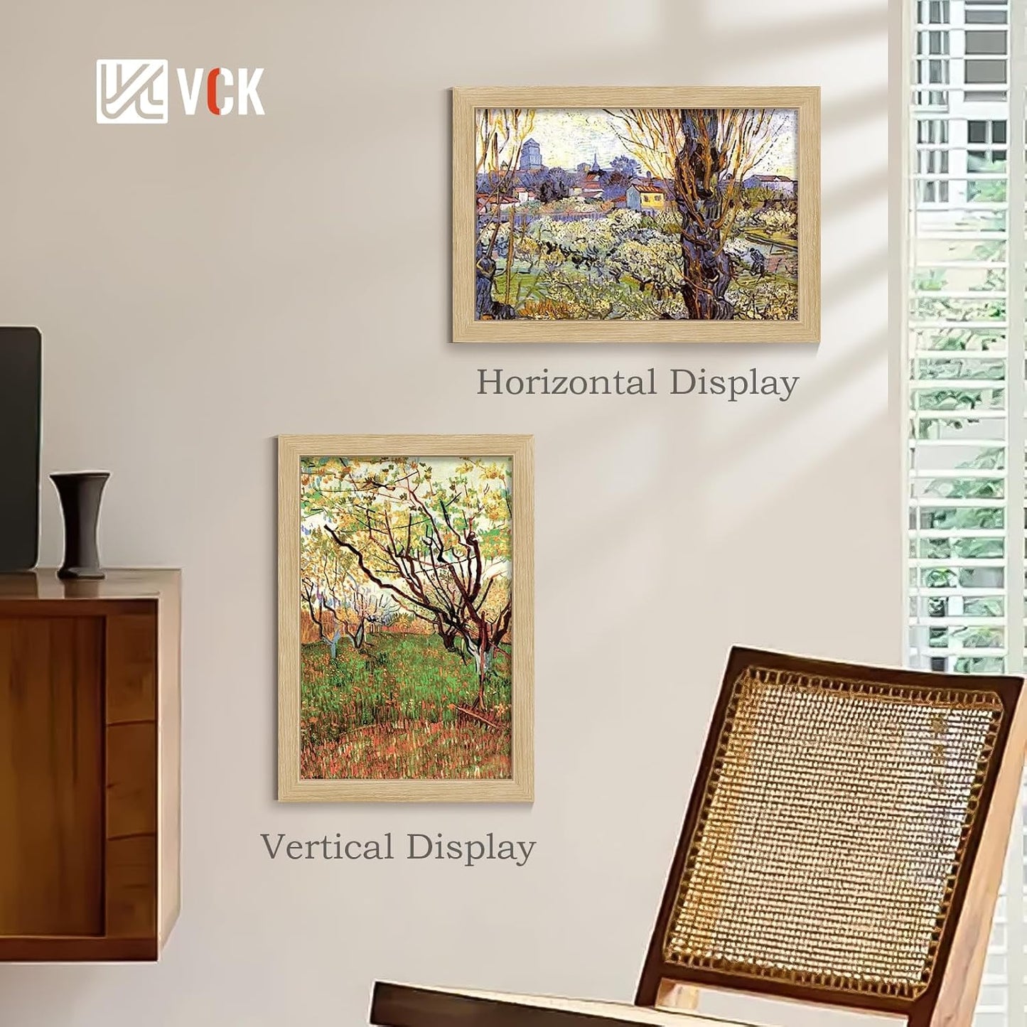 VCK 12x18 Frame Oak 4 Pack, Wide Thick Wood Border, for Poster/Print | Exclusive Woodgrain, Wall Hanging, HD