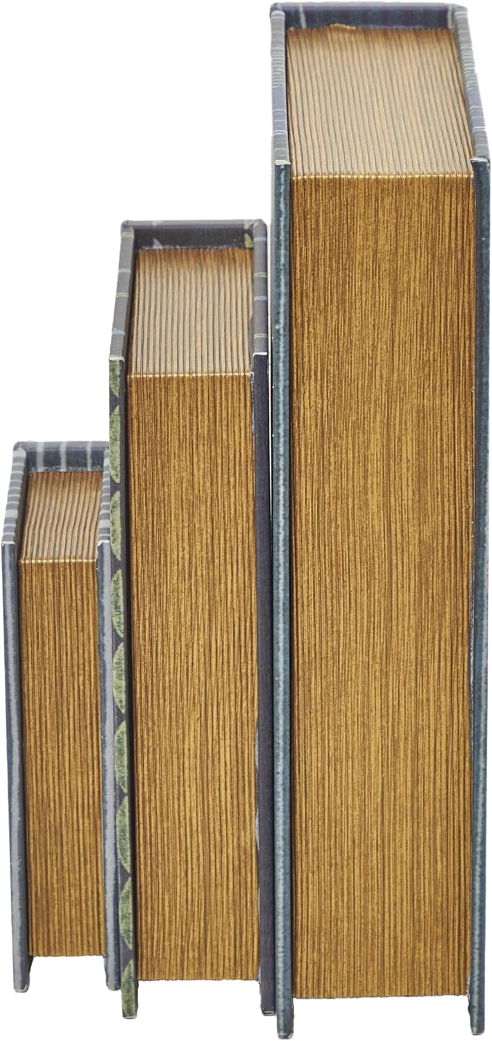 Faux Leather Decorative Box Faux Storage Book Book Shaped Boxes / Blue / 11.80", 9", 6"H / Set of 3