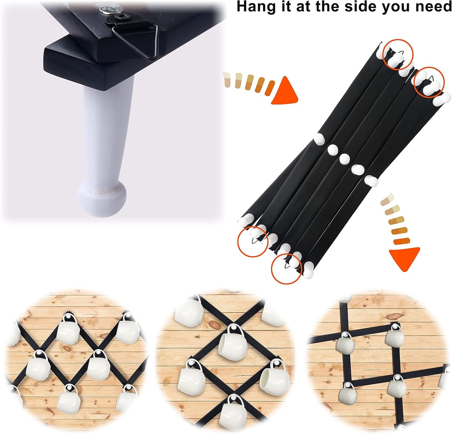 Accordian Wall Hanger: 16” High Wooden Wall Expandable Coat Rack, Hat Rack Holder, Accordion Hook for Baseball Caps