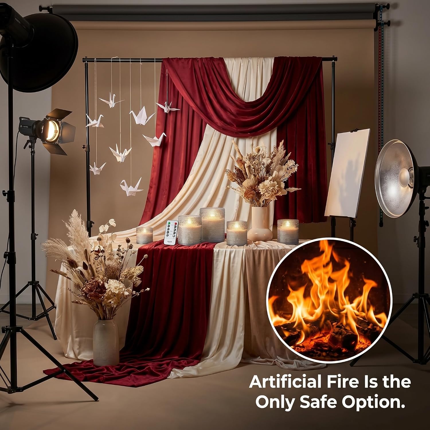 VENTA Stunning Grey Dotted Glass Flameless Candles 2-Pack with Realistic Flickering Glow | Includes Remote & Timer