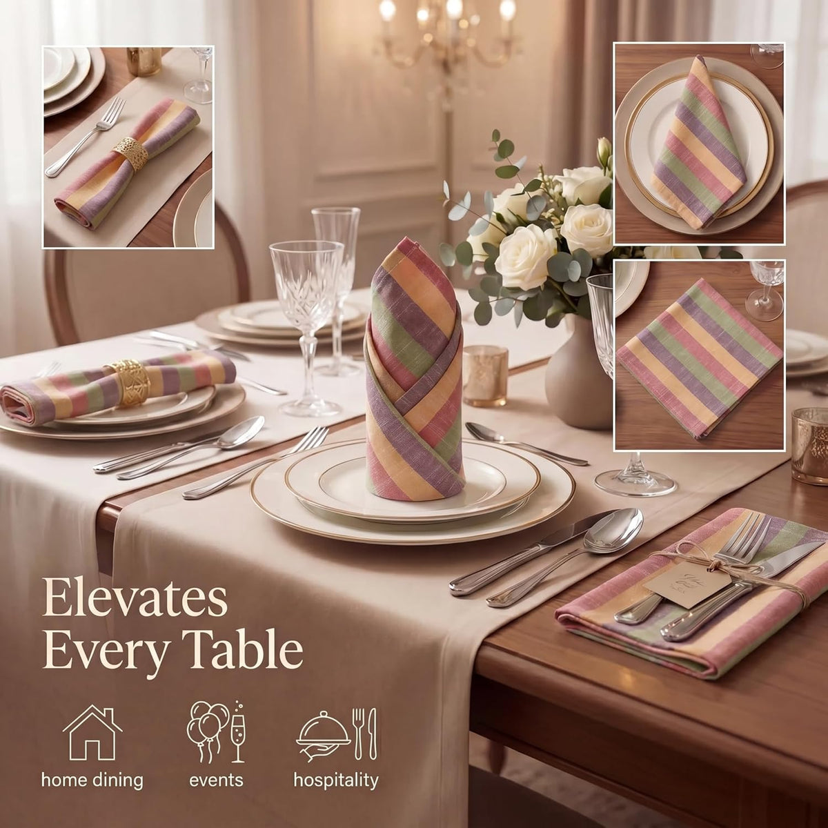 Urban Villa Cloth Napkins Cotton 20x20 (Set of 12) Harvestst Ripes