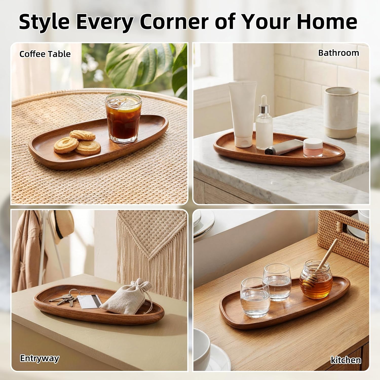 Acacia Wood Decorative Tray / Style 3