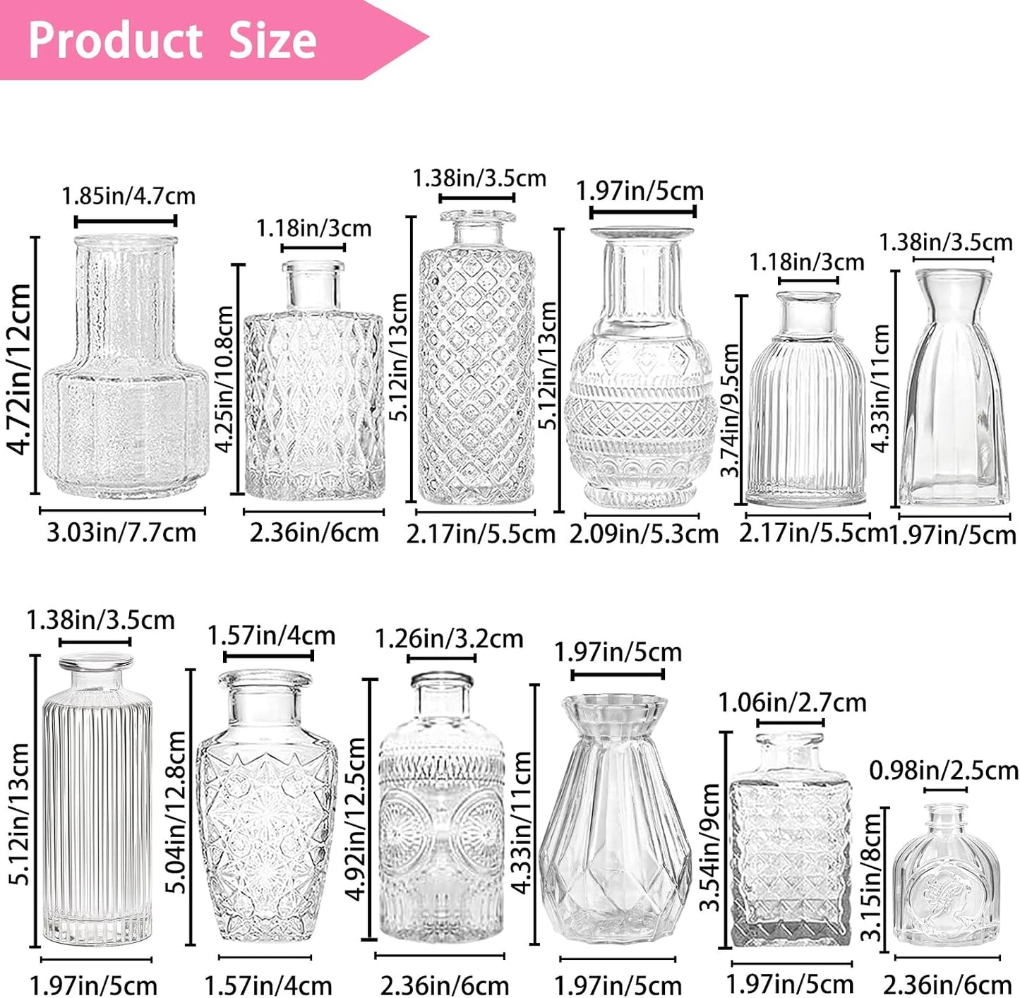 Glass Vase / Mini Vases for Centerpieces / Clear / Set of 40