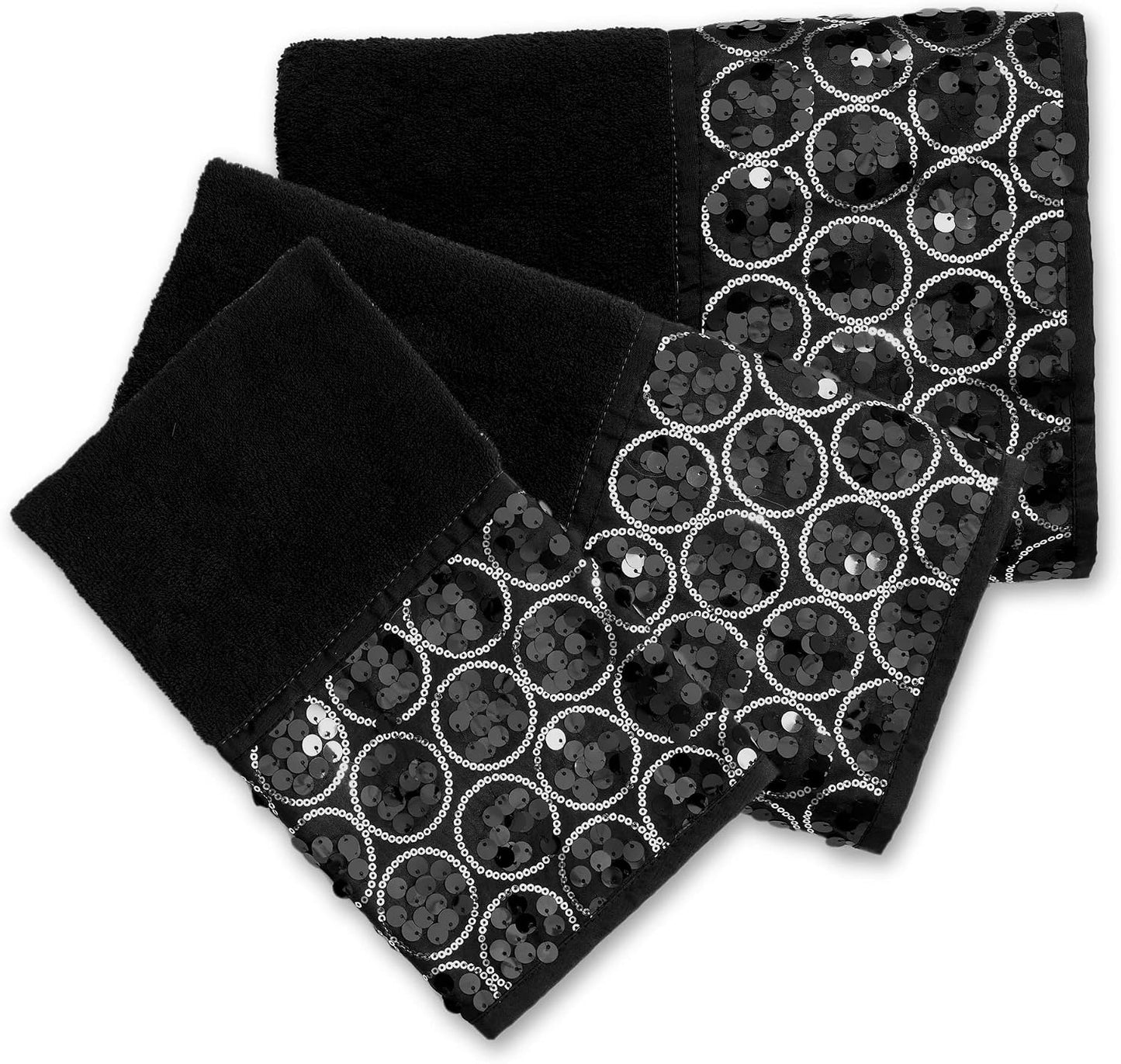 Zahari Home Sinatra 3 Piece Bathroom Towel Set Bath Towel Hand Towel Wash Cloth Absorbent, Black