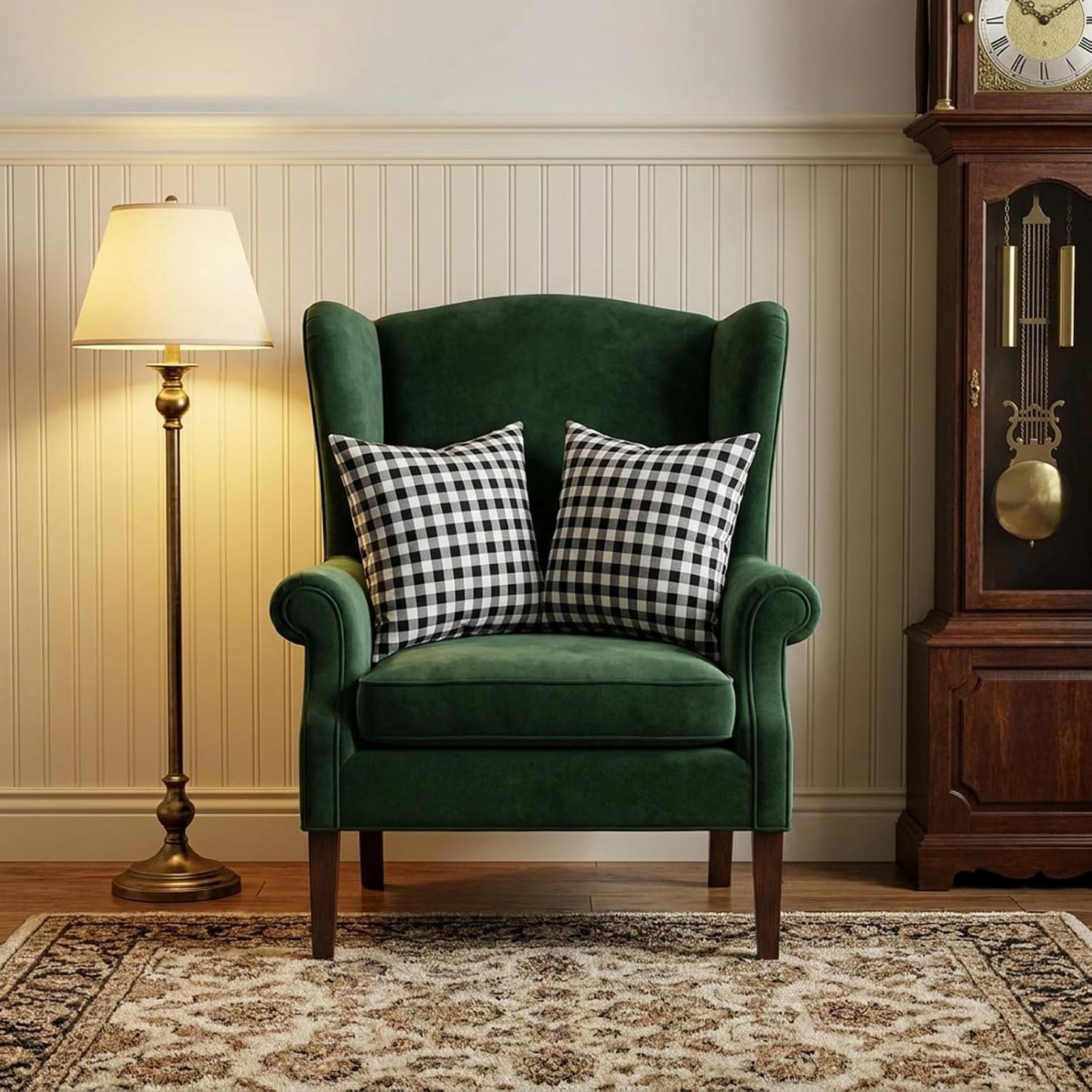 Black Plaid Throw Pillow Covers Black and White Gingham Pillow / Black Gingham / 18 x 18 / Set of 2