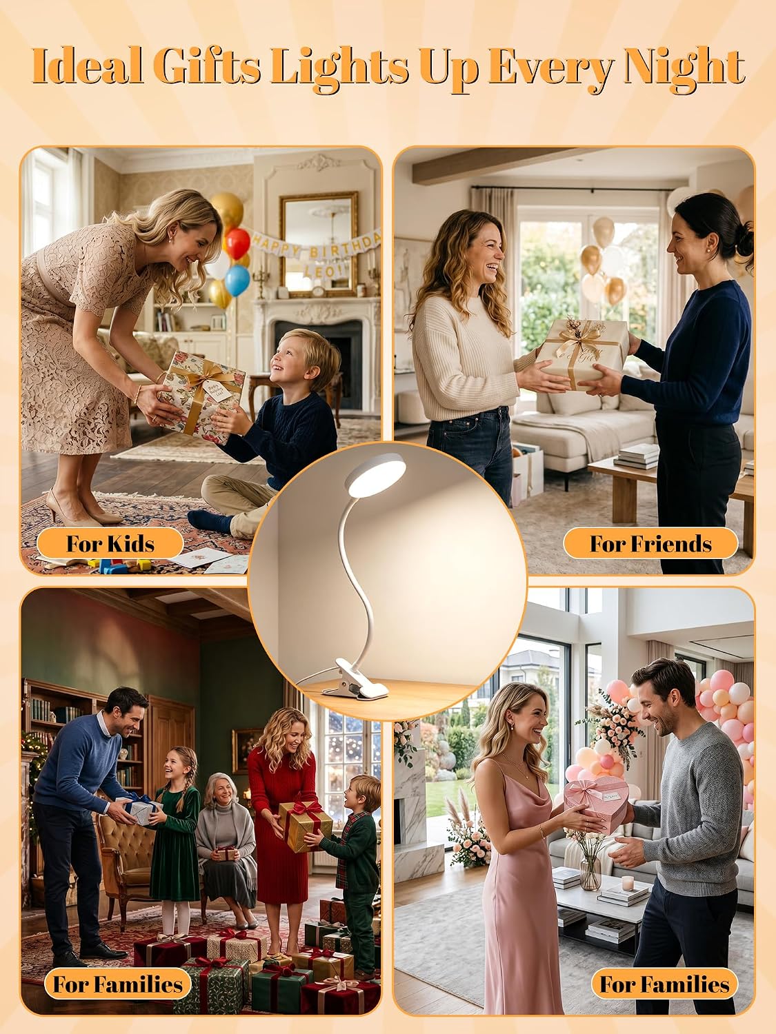 Clip on Light,10 Colors RGB Desk Lamp with Clamp,10 Dimmable Reading Lamp | 500 Lumen Eye-Caring Clip on Lamp,360°