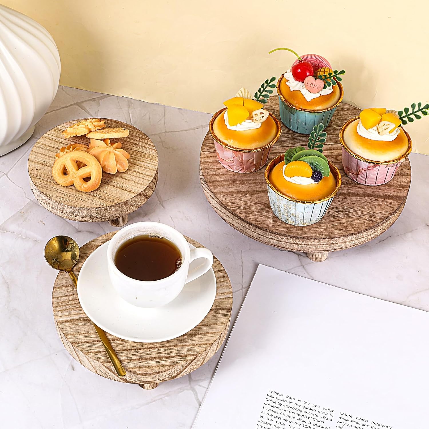 Wood Risers Display Stands Wooden Risers / Set of 4