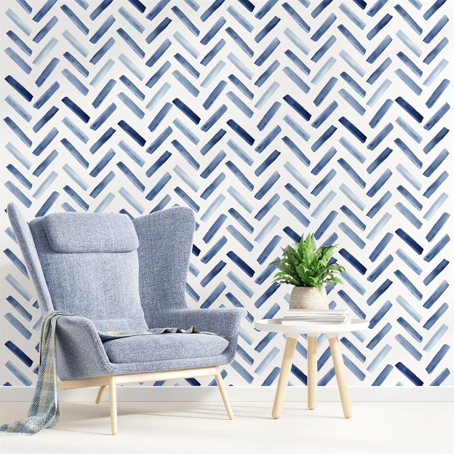 Watercolor Line Wall Decals Modern Wall Art Stickers Peel and Stick / Watercolor Blue Wall Sticker