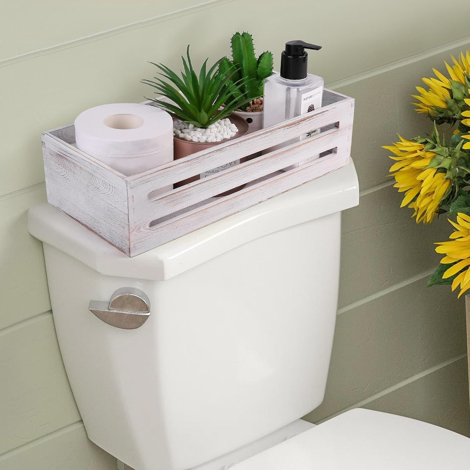 Wooden Toilet Paper Holder / White / Set of 2