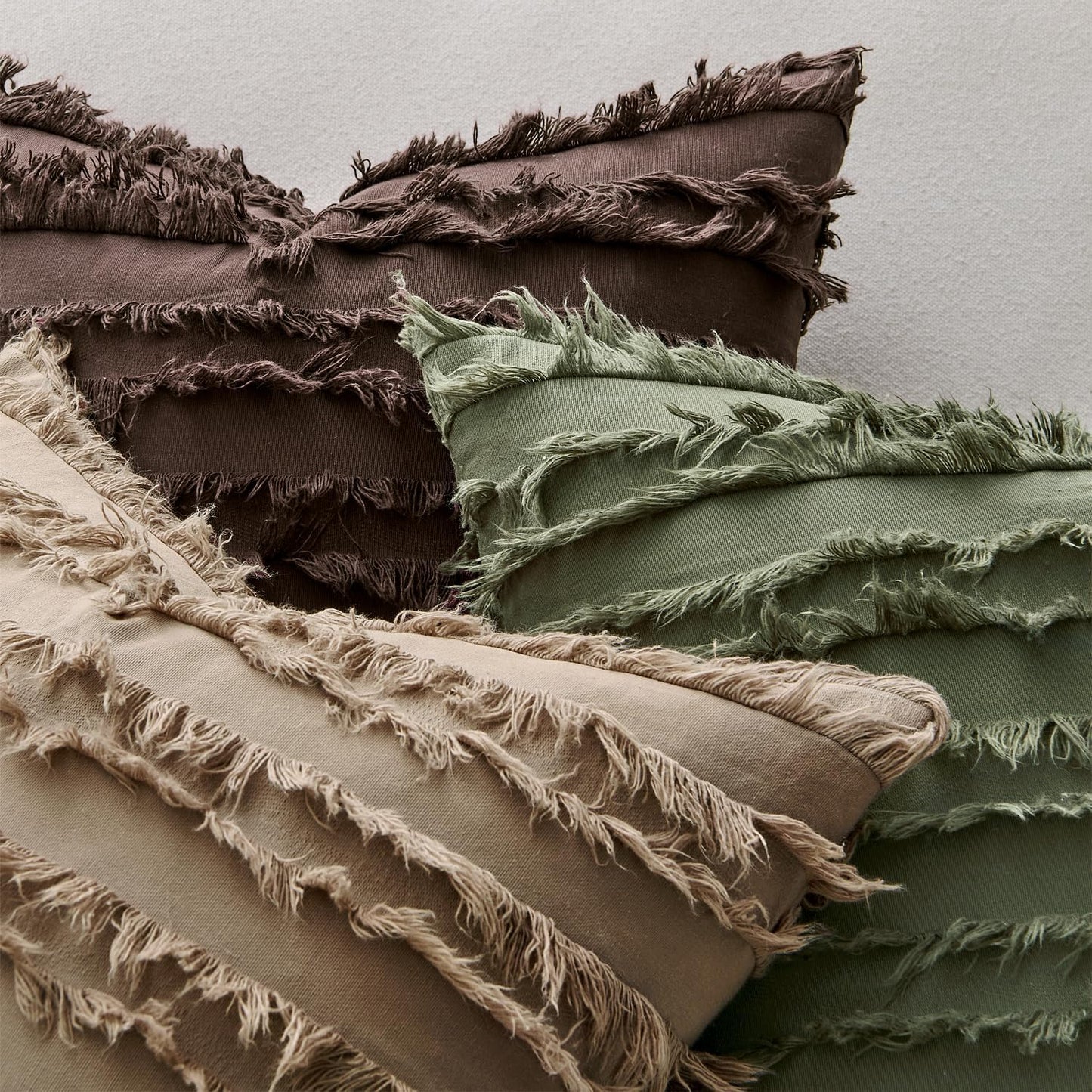 Decorative Boho Throw Pillow Covers Chocolate Modern Linen Striped / 18 x 18 / Dark Brown / Set of 2