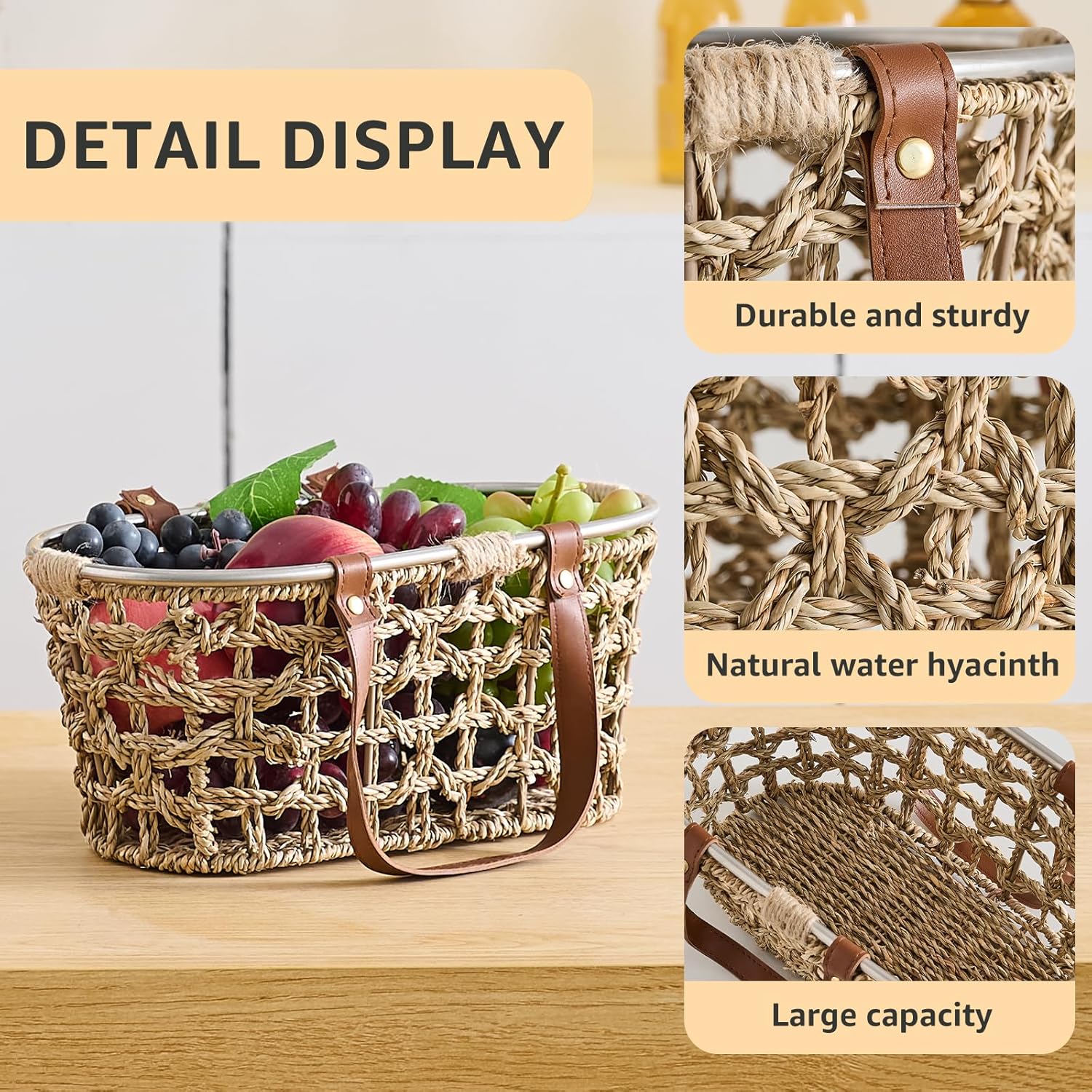 Farmhouse Seagrass Egg Baskets for Collecting Fresh Eggs Handmade Egg Collecting / Oval-seagrass