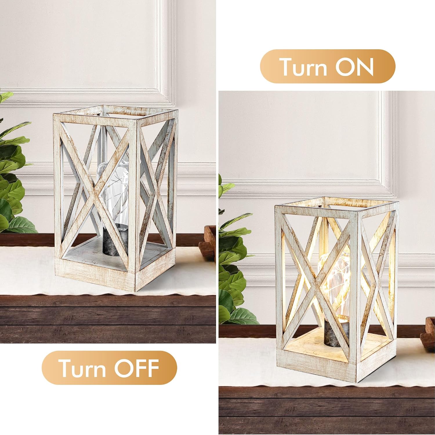 WINGBO 2 Pack Retro Battery Powered Table Lamps, Battery Operated Cordless Lamp Set, Portable Nightlight Decorative