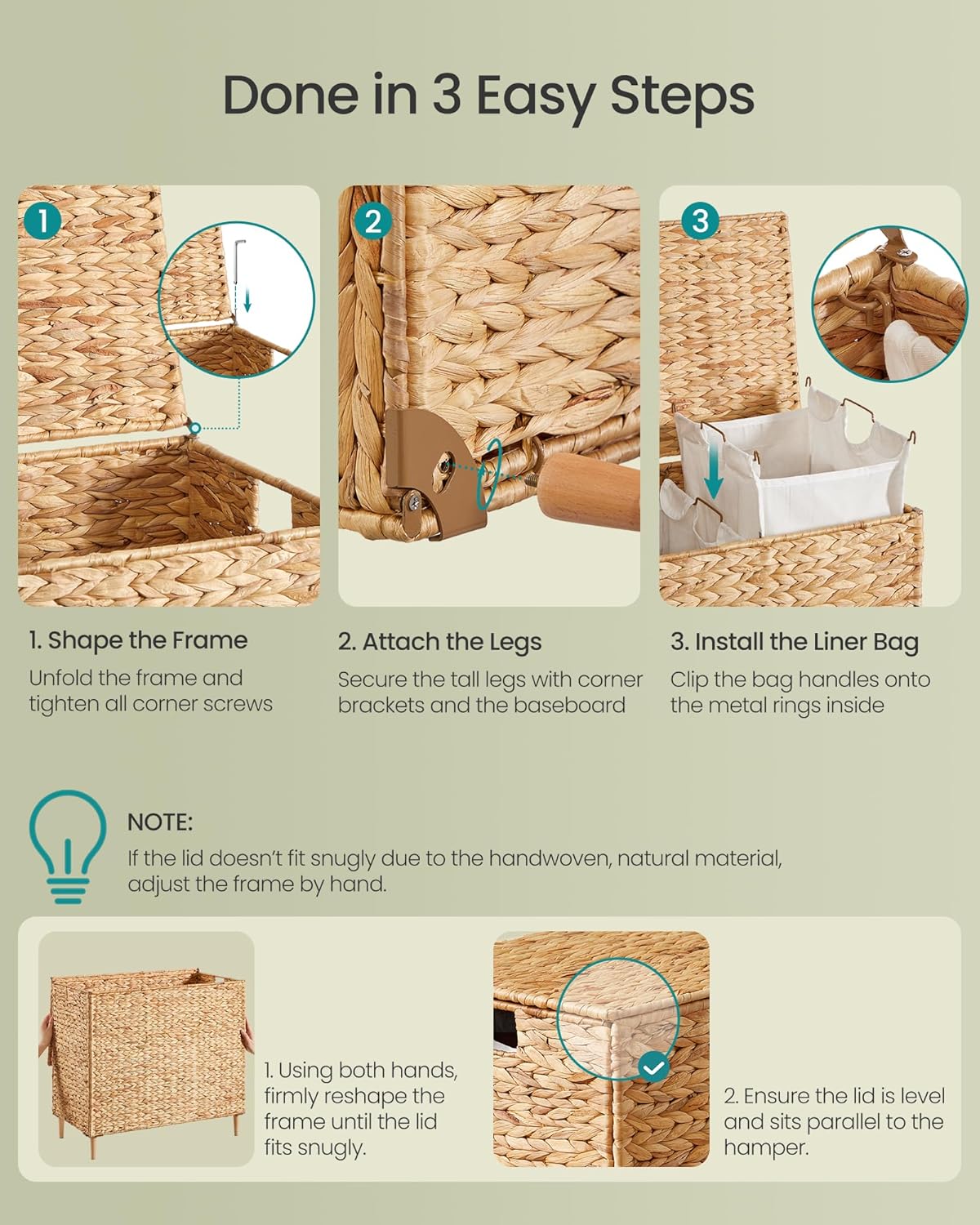 47.5 Gal. Handwoven Water Hyacinth Wicker Laundry Basket / 180 L / Natural