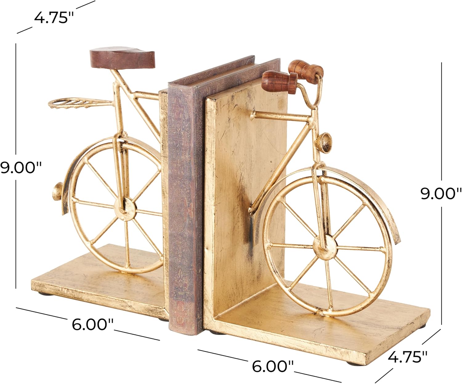 Metal Bike Decorative Bookends Non Skid Bookends / Gold / Set of 2