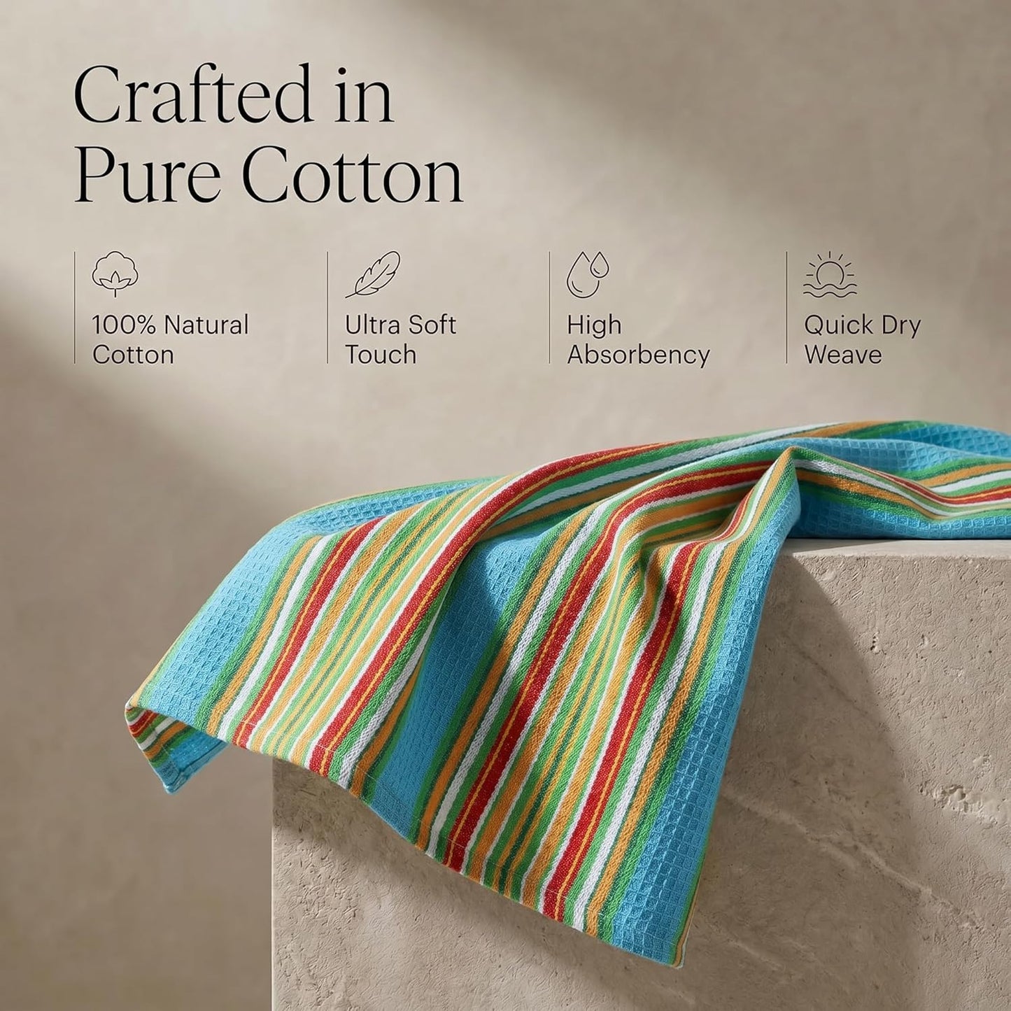 Urban Villa Kitchen Towels Cotton Dish Towels 20”x30” (Set of 6) Azure