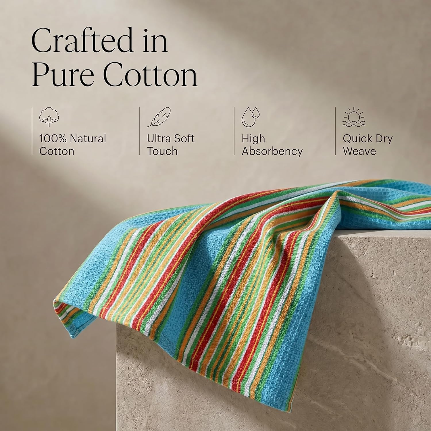 Urban Villa Kitchen Towels Cotton Dish Towels 20”x30” (Set of 6) Azure