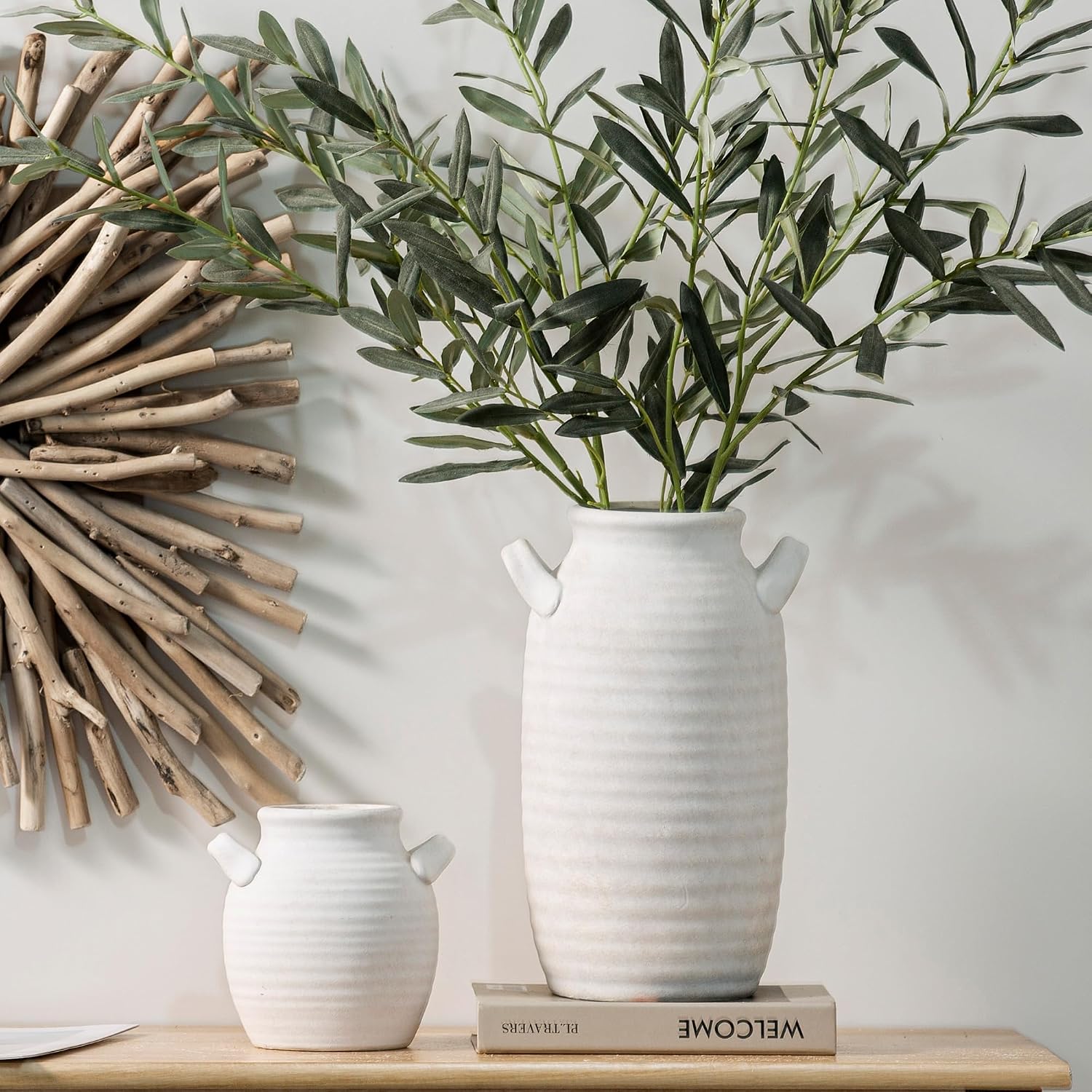 Tall Ceramic Farmhouse Table Vases / 12" Rustic