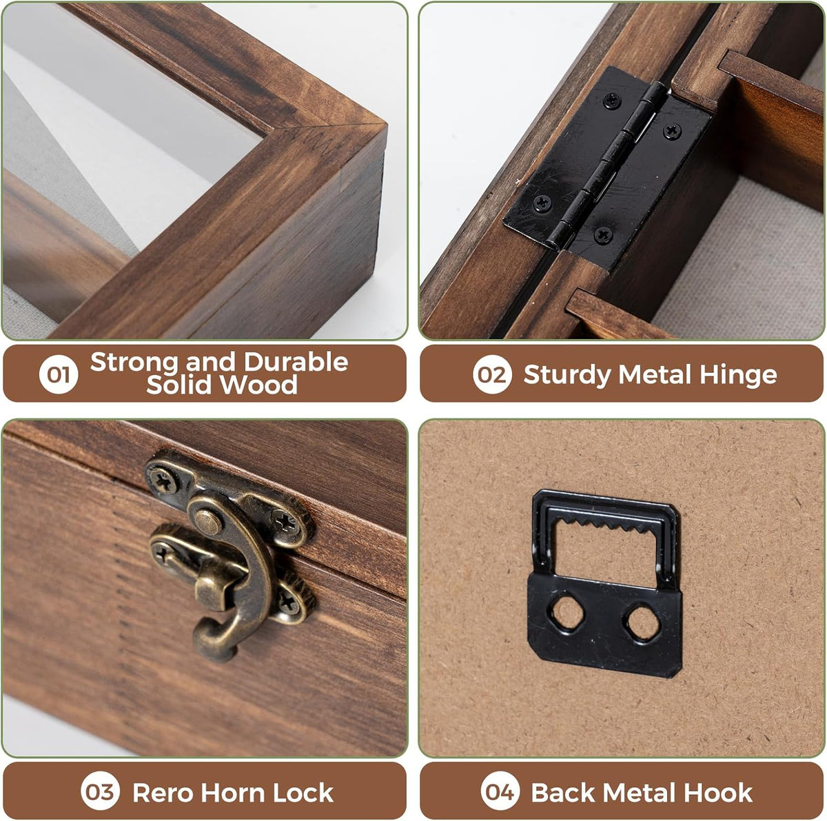 Muzilife 16x20 Shadow Box Wood Picture Frame with Shelves, 2.83 Deep, Brown | FSC-Certified Solid Pine | Removable