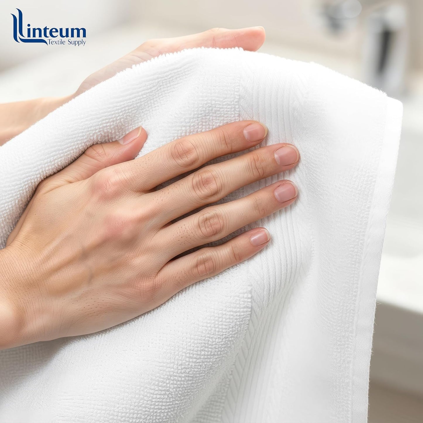 Linteum Textile Supply Premium 16x27 Inch White Hand Towel – 100% Cotton Zero Twist Towels | Absorbent, Quick Dry