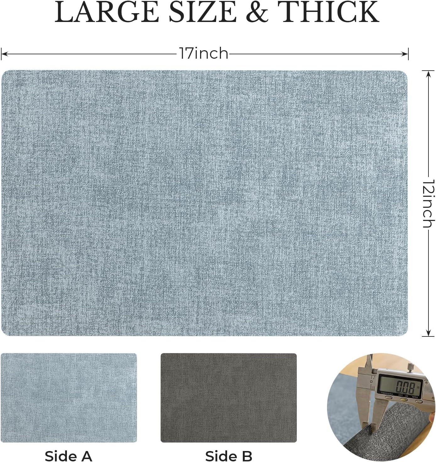 Romanstile Vinyl Placemats Set of 8, Reversible Faux Leather Heat Resistant Wipeable Table Mats, Waterproof Washable
