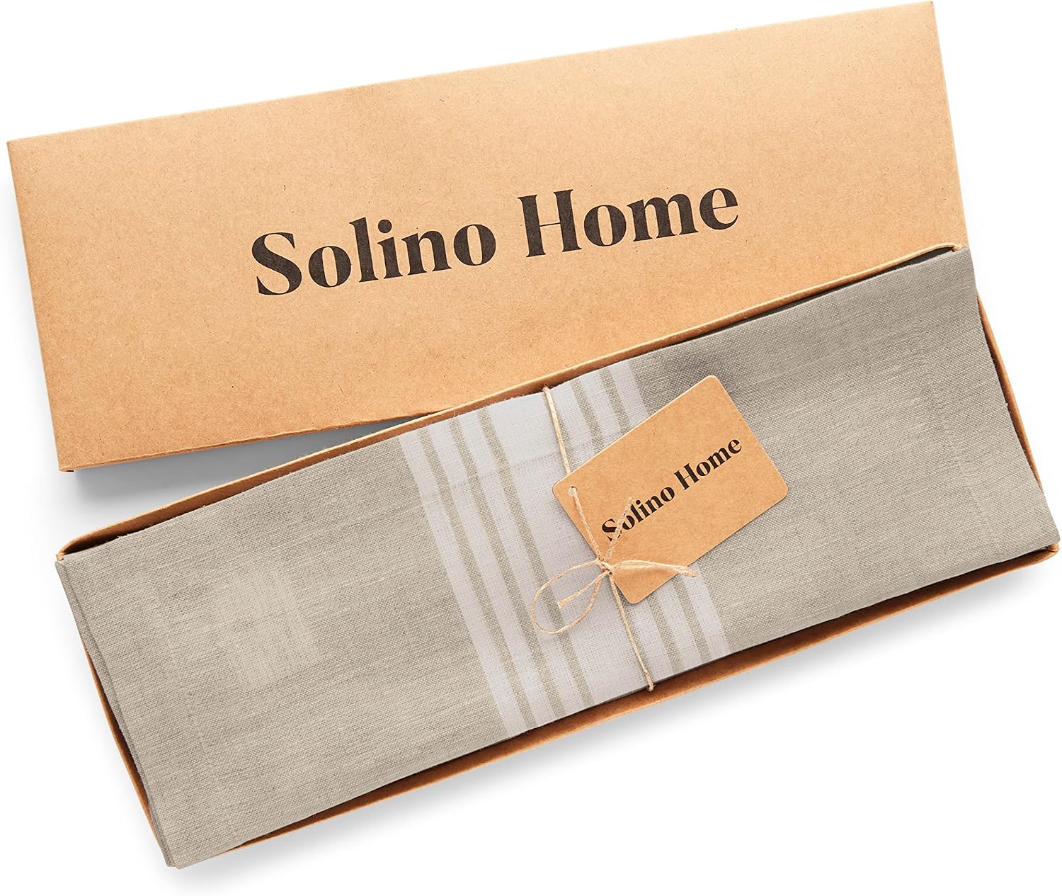 Solino Home 100% Pure Linen Placemats, 14 x 19 in, White Striped, Set of 4 | Farmhouse Place Mats place settings for