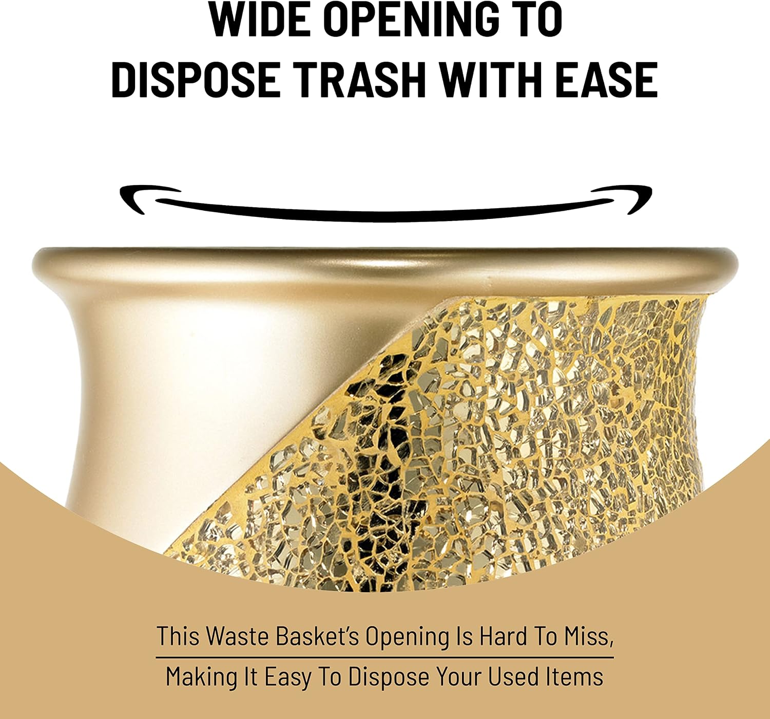 Zahari Home 2pc Sinatra Modern Bath Accessories Set Waste Basket & Tissue Box Champagne Gold Modern Decorative