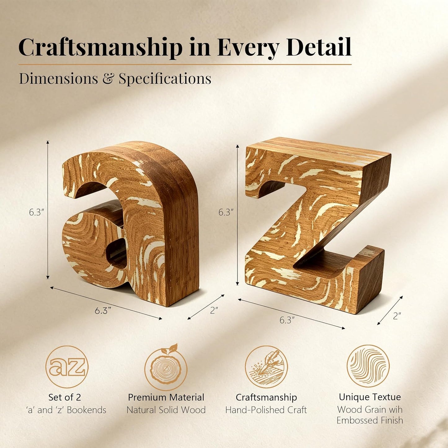Decorative Wooden Letter Bookends