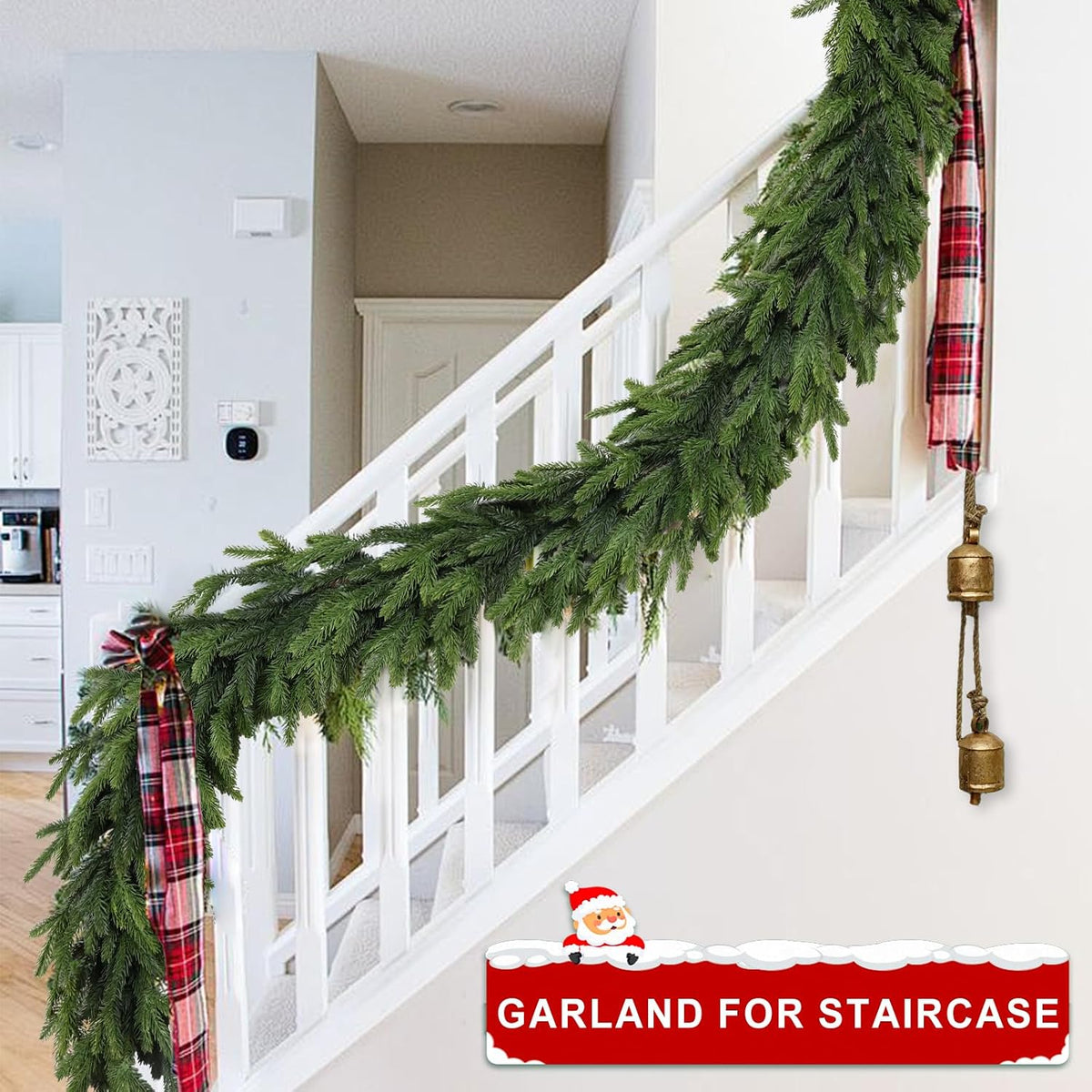 6Ft Christmas Garland Realistic Fuller,Natural Droopy,Lifelike Xmas Green Pine Cedar Mantle Garland for Table Mantle