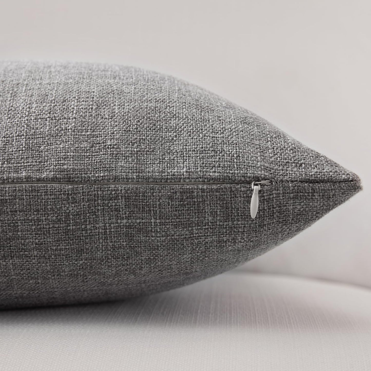 Modern Farmhouse Linen Blend Decorative Pillow Covers / Charcoal Gray / 18 x 18 / Set of 2