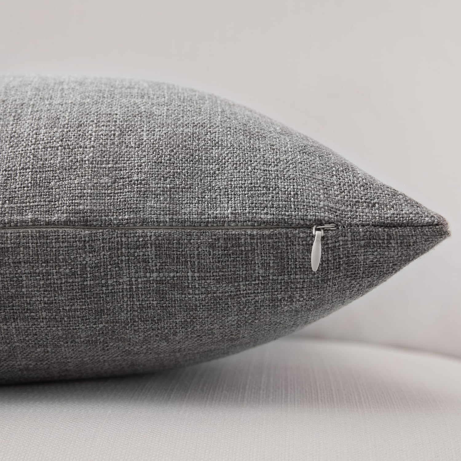 Modern Farmhouse Linen Blend Decorative Pillow Covers / Charcoal Gray / 18 x 18 / Set of 2