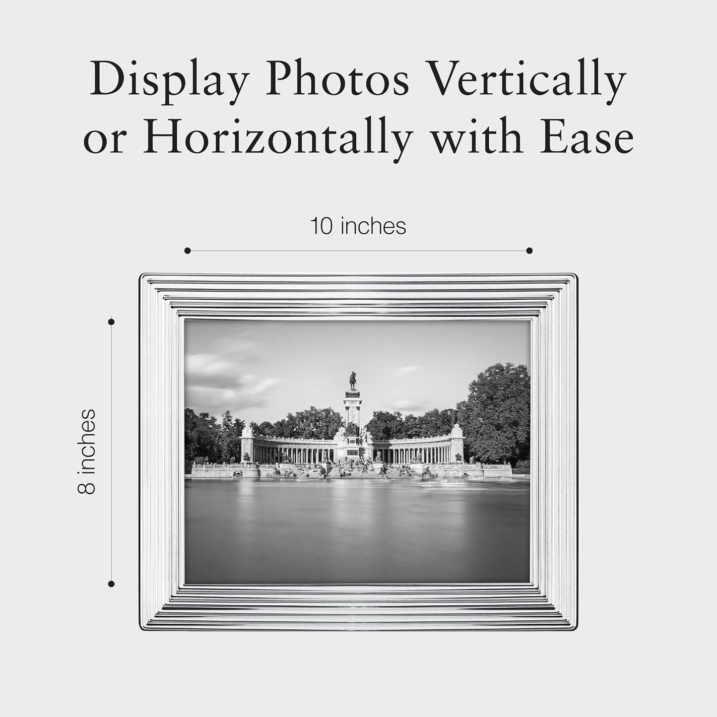 Siena Grooved Silver Picture Frame, Tarnish Resistant Finish, Perfect Photo Frame for any End Table, Credenza, Shelf