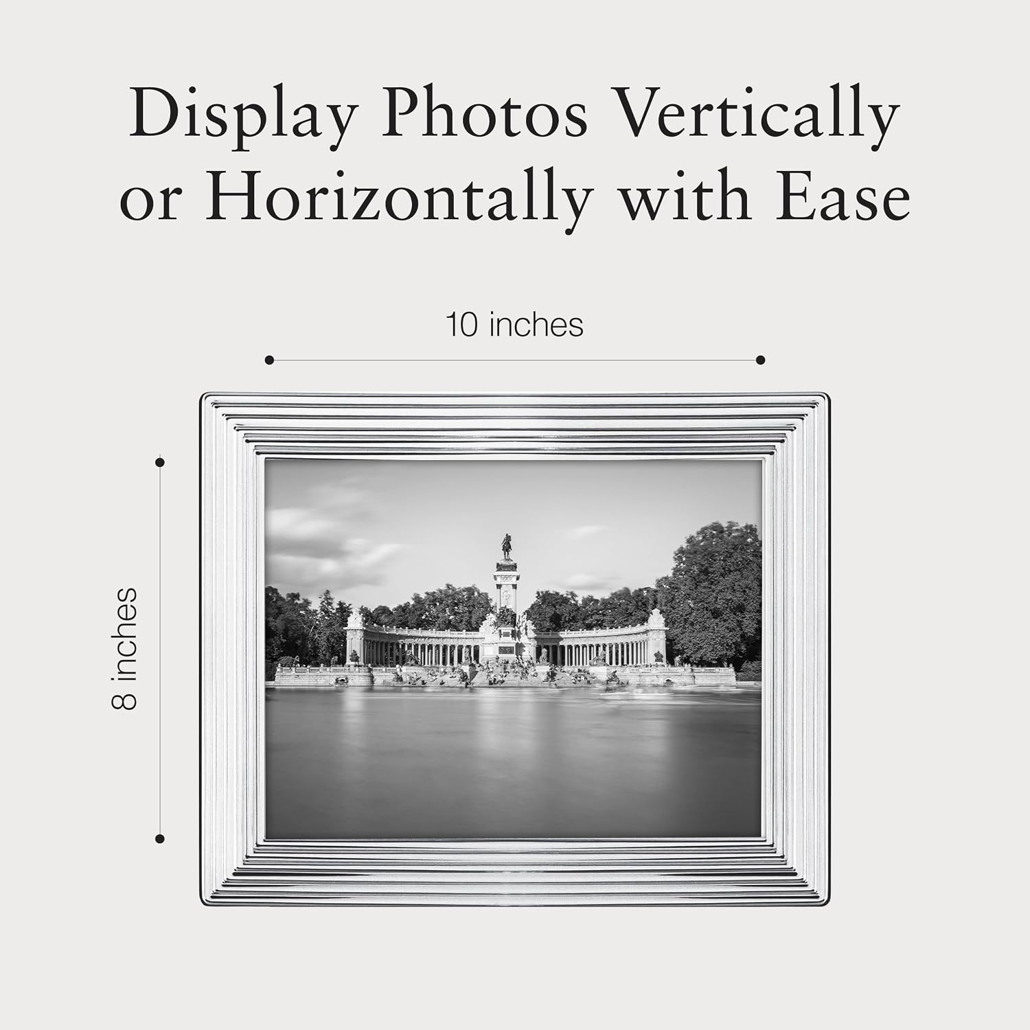 Siena Grooved Silver Picture Frame, Tarnish Resistant Finish, Perfect Photo Frame for any End Table, Credenza, Shelf