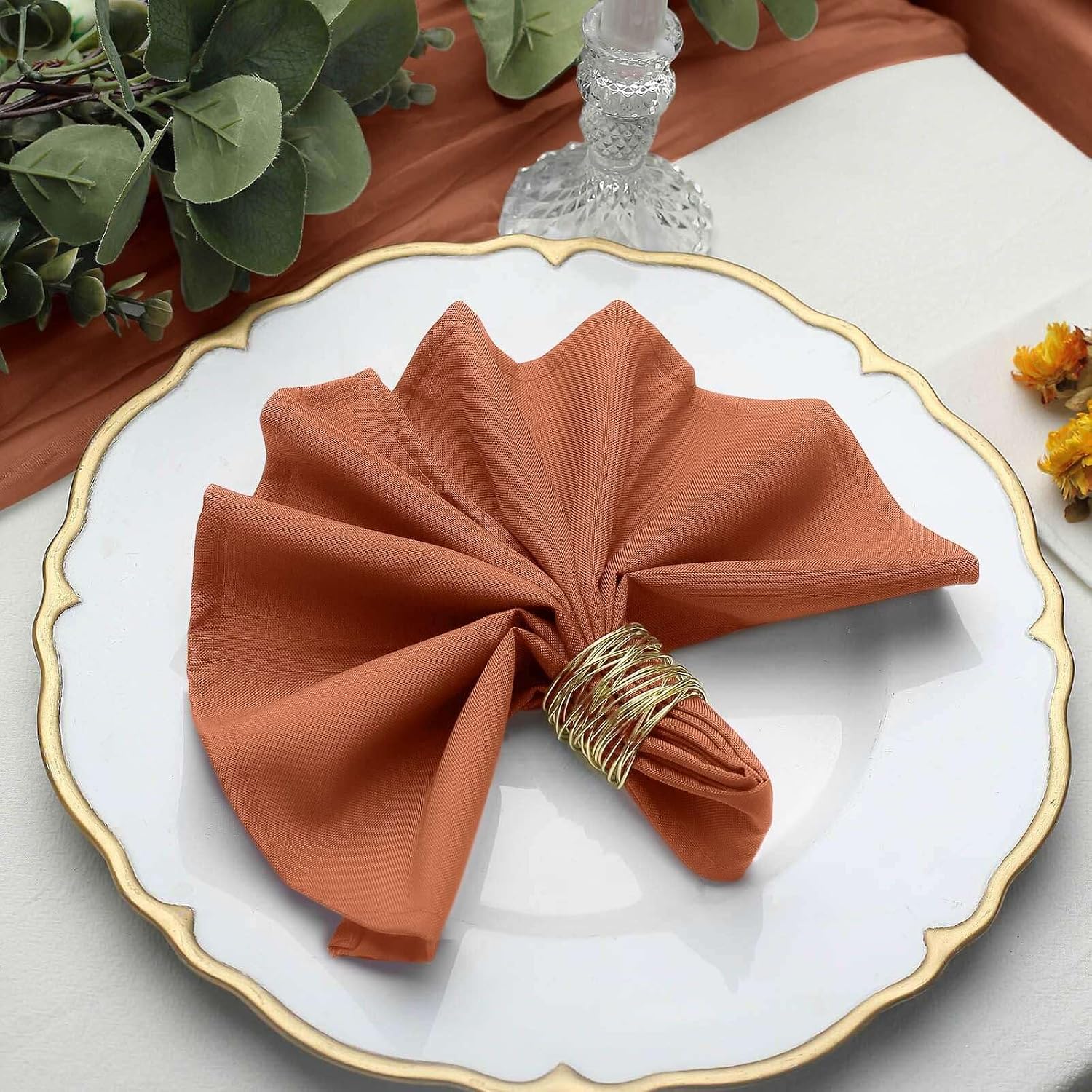 Efavormart Premium Cloth Napkins Set of 100, 17x17 Inch Terracotta Seamless Dinner Napkins, Washable Linen Table Napkin