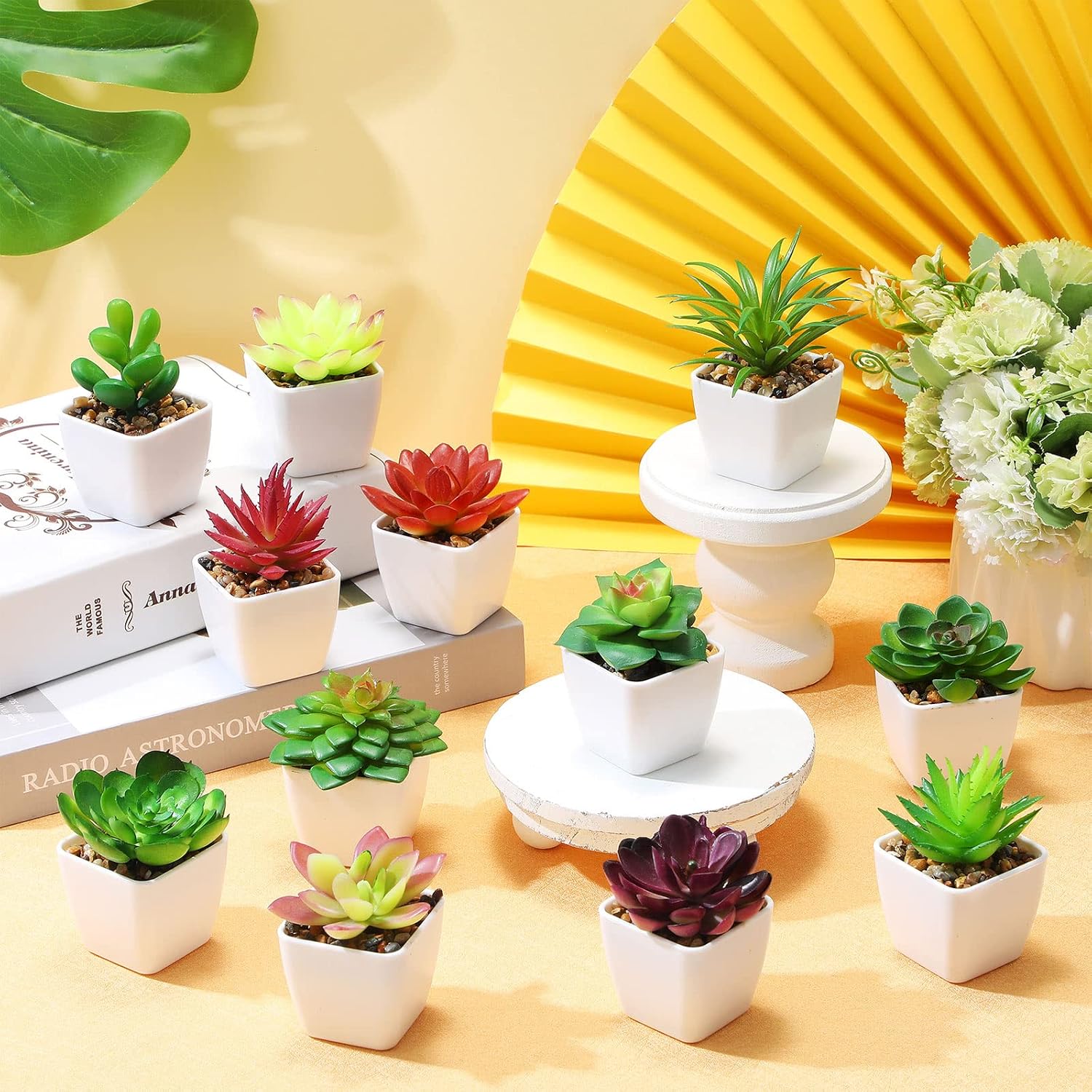 Artificial Succulent Plants in Pots Mini Fake Succulents Potted Small Tiny Plant / Set of 24