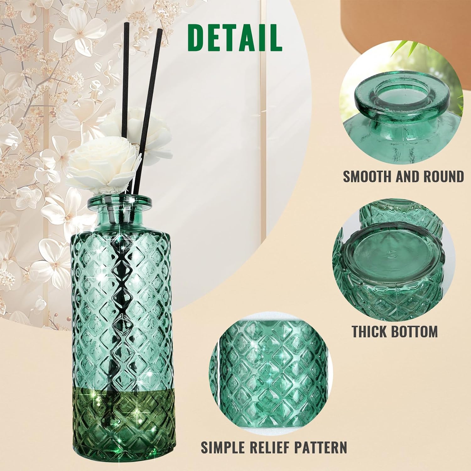 Glass Bud Vase / Green / Small Vase / Set of 6