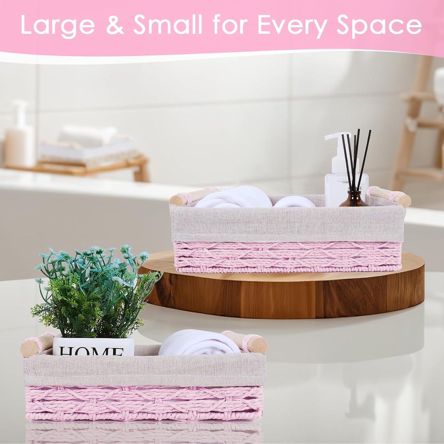 Wicker Storage Basket / Pink