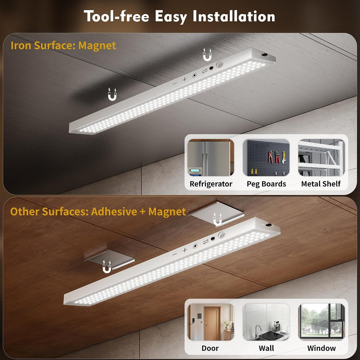 12" Under Cabinet Lights Wireless Rechargeable, Motion Sensor, 5Pack, White | Touch & Remote Control丨160 bright