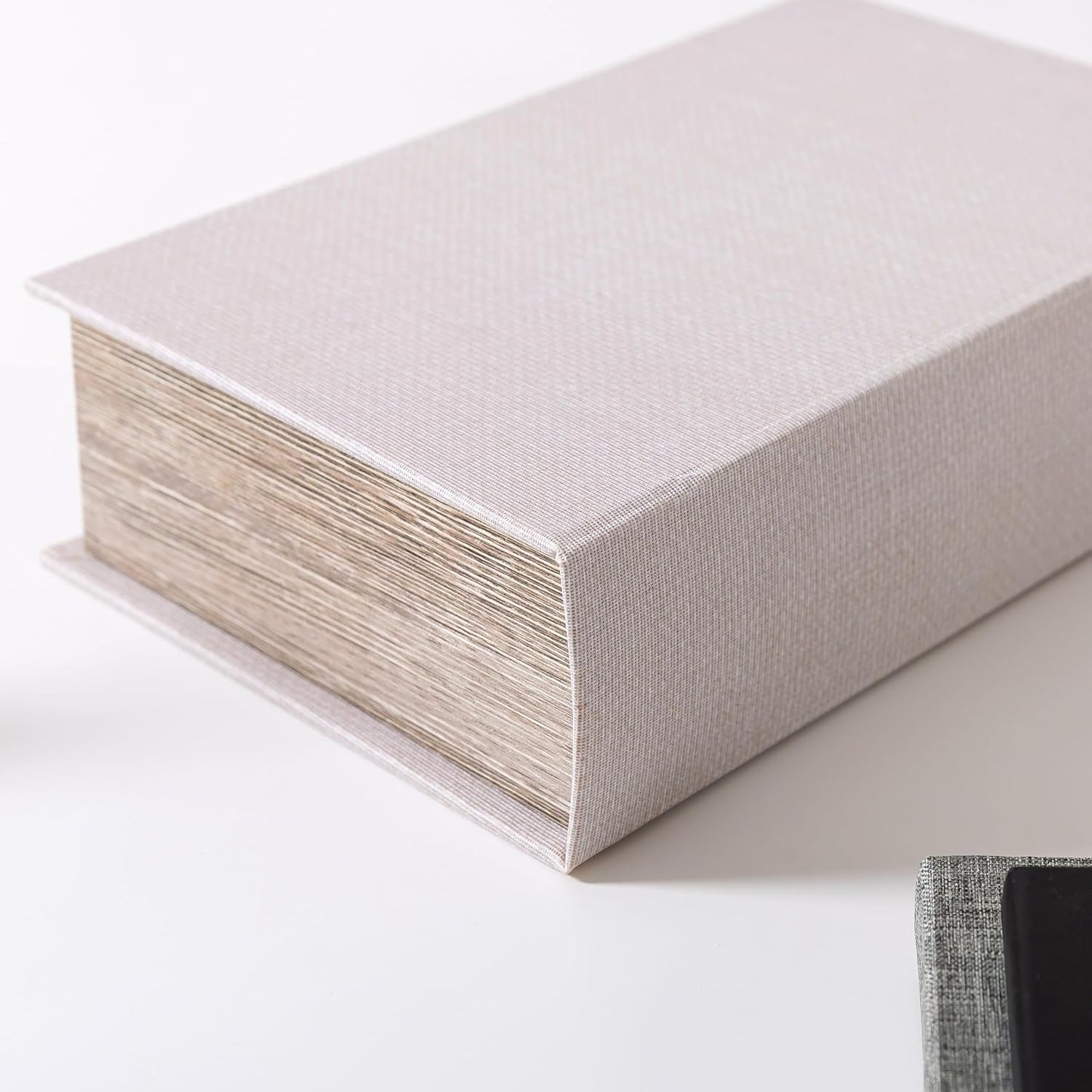 Faux Book Storage Box / Linen / 10.6 x 7.1 x 2.75