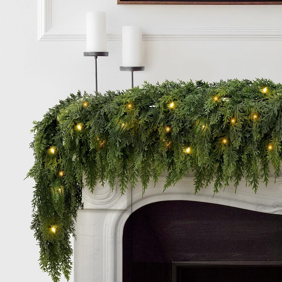 4PCS 6FT Christmas Cedar Garlands Real Touch Soft Greenery Pine Decorations