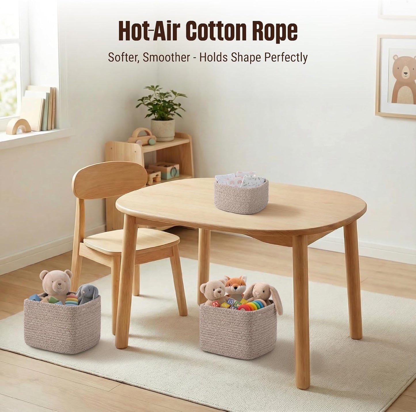 Storage Cubes Woven Rope Baskets / Natural / 9.05*9.05*7.08'' & 5.91*5.91*3.54 / Set of 5