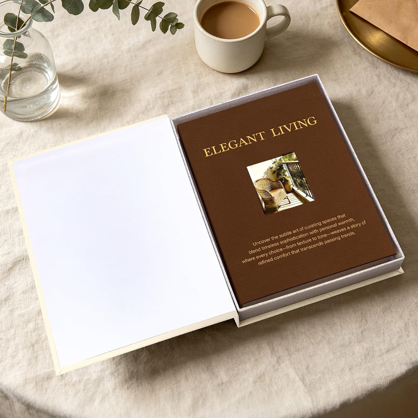 Modern Linen Faux Book Boxes / Beige-brown / Set of 2