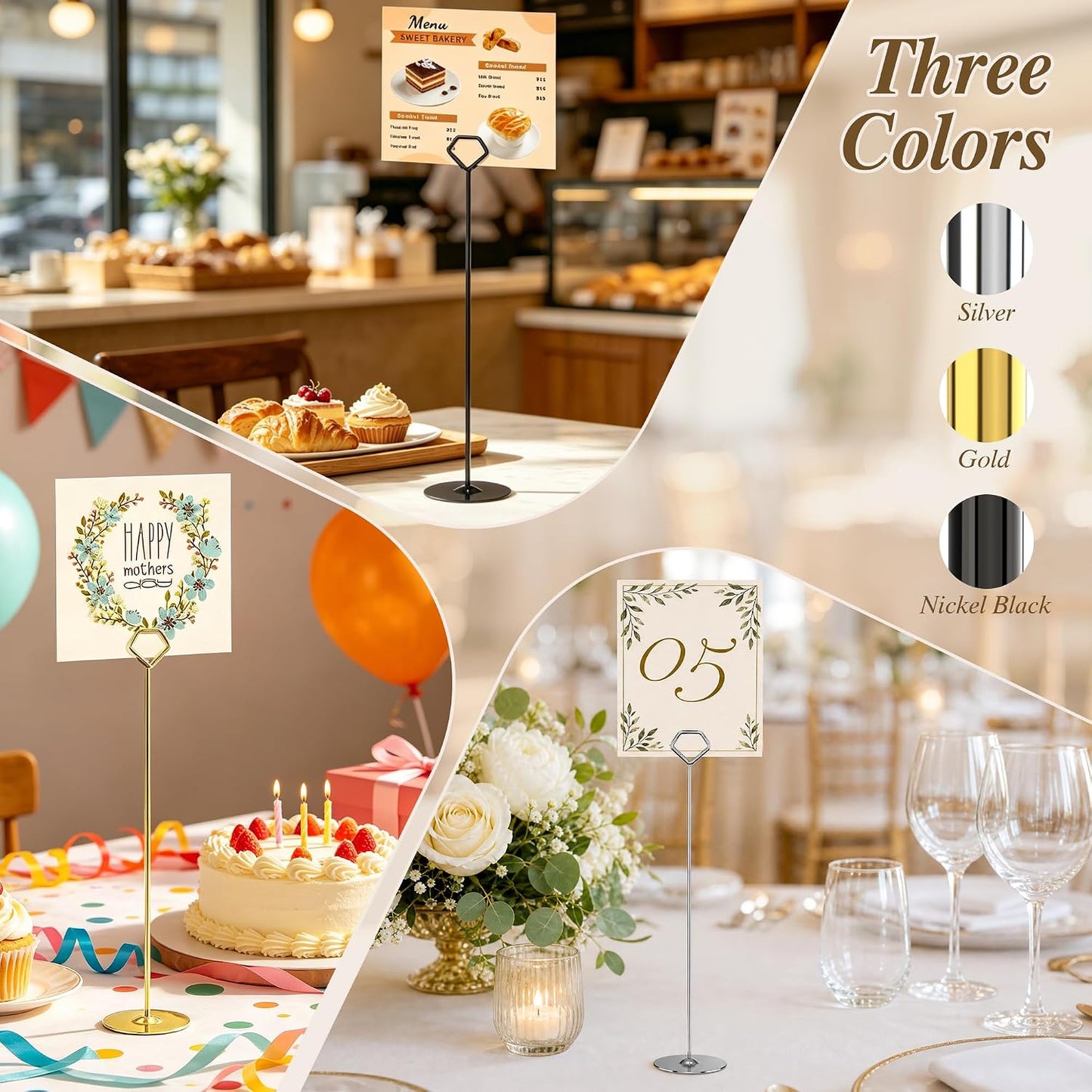 Urban Deco 16PK Table Number Holders 12 Inches Place Card Holder Metal Table Card Holders, Picture Holders For Tables