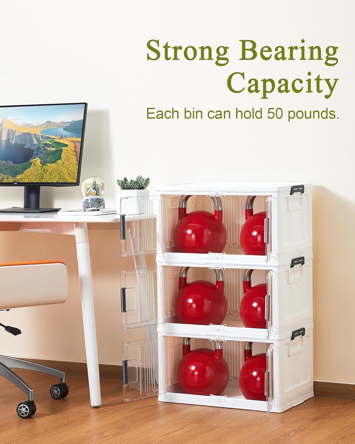 144QT Lockable Storage Bins / 48qt-white / Set of 3