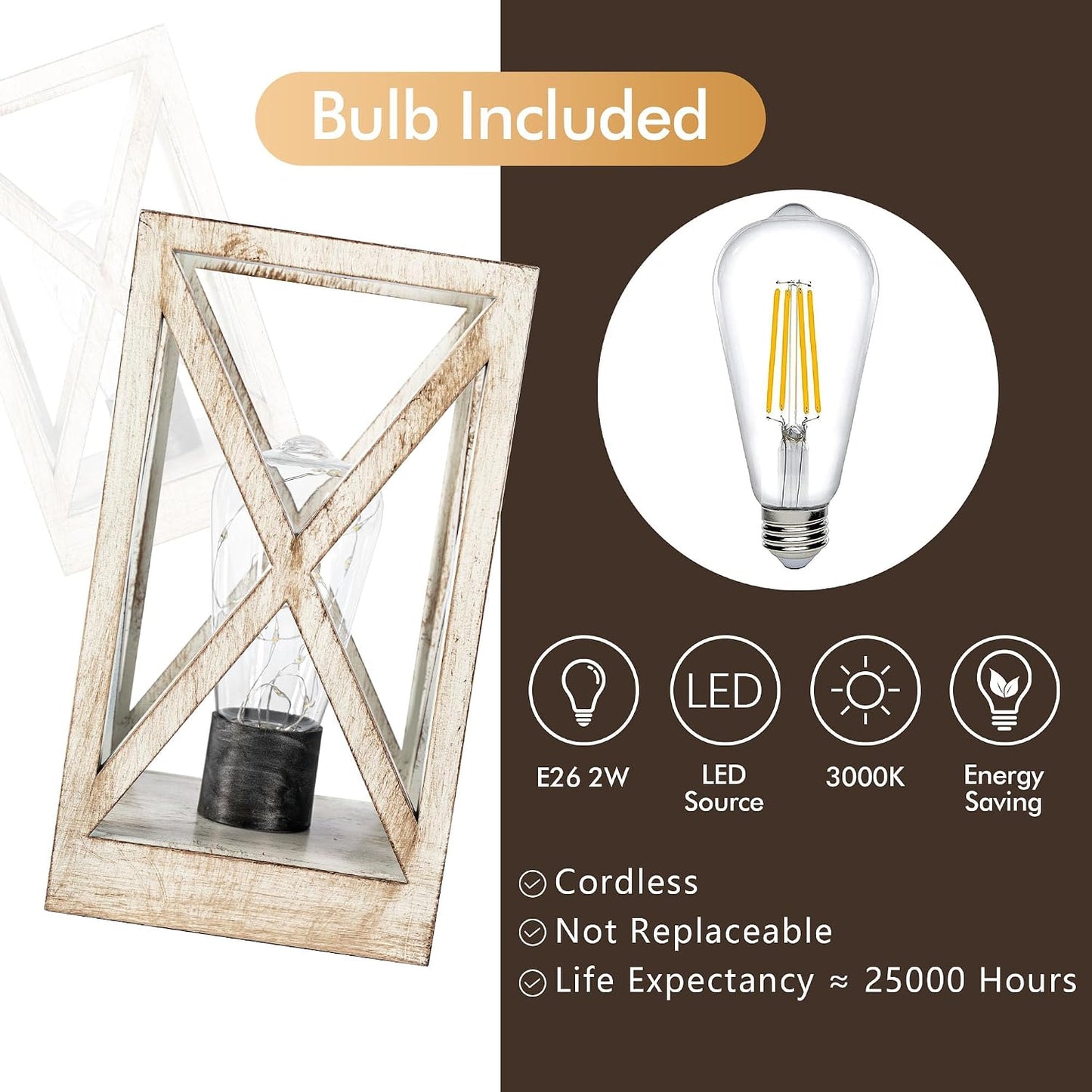 WINGBO 2 Pack Retro Battery Powered Table Lamps, Battery Operated Cordless Lamp Set, Portable Nightlight Decorative