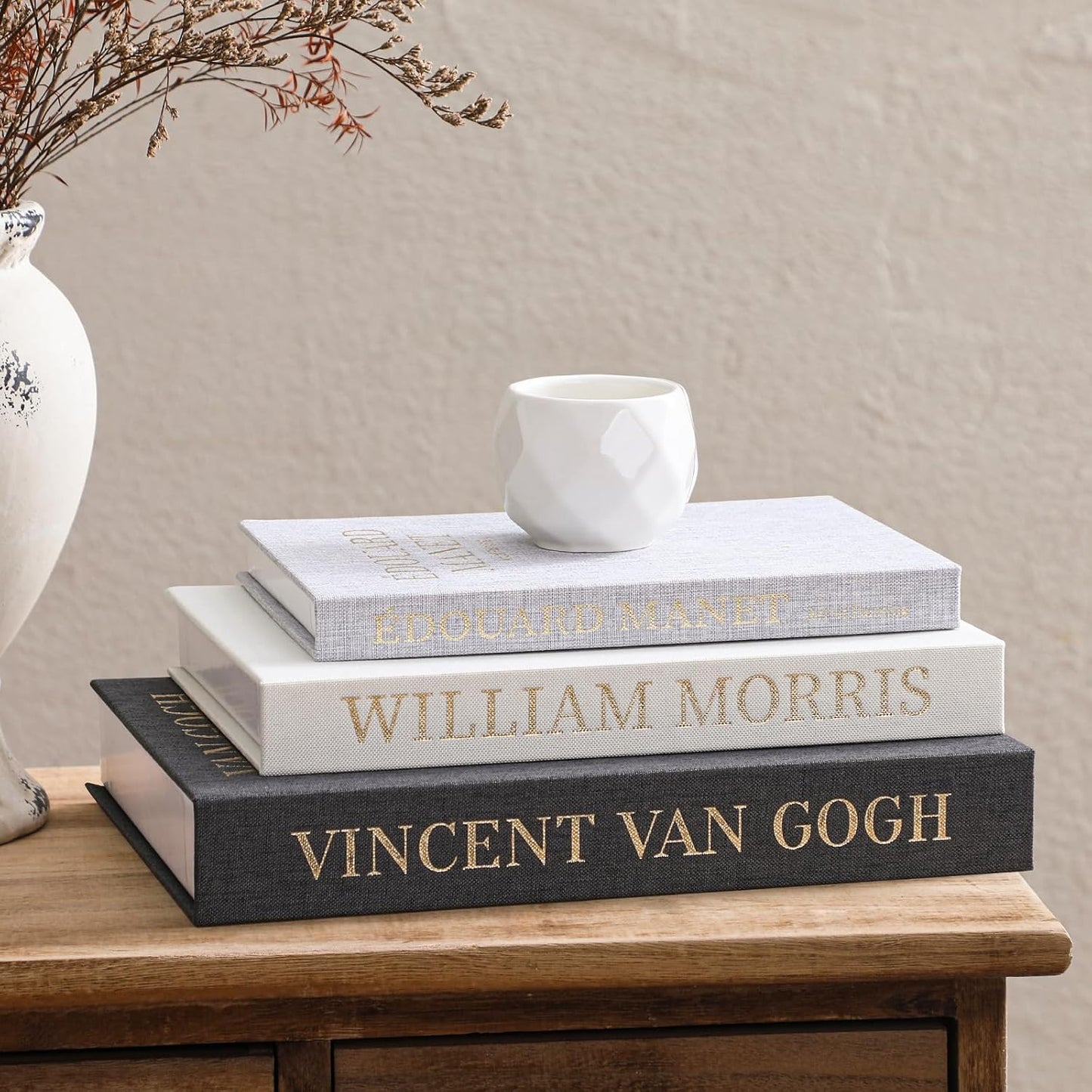 Linen Fake Books for Decoration Aesthetic Faux Book / Set of 3